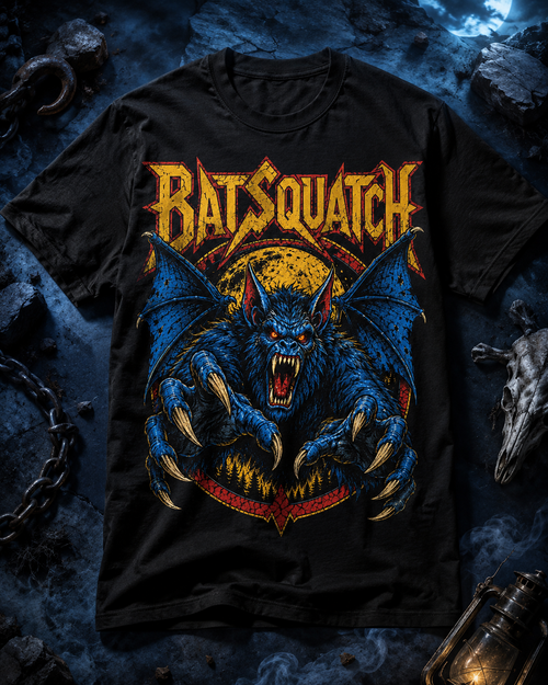 Batsquatch Moonlit Terror Cryptid T-Shirt | Vintage Metal Monster Graphic Tee