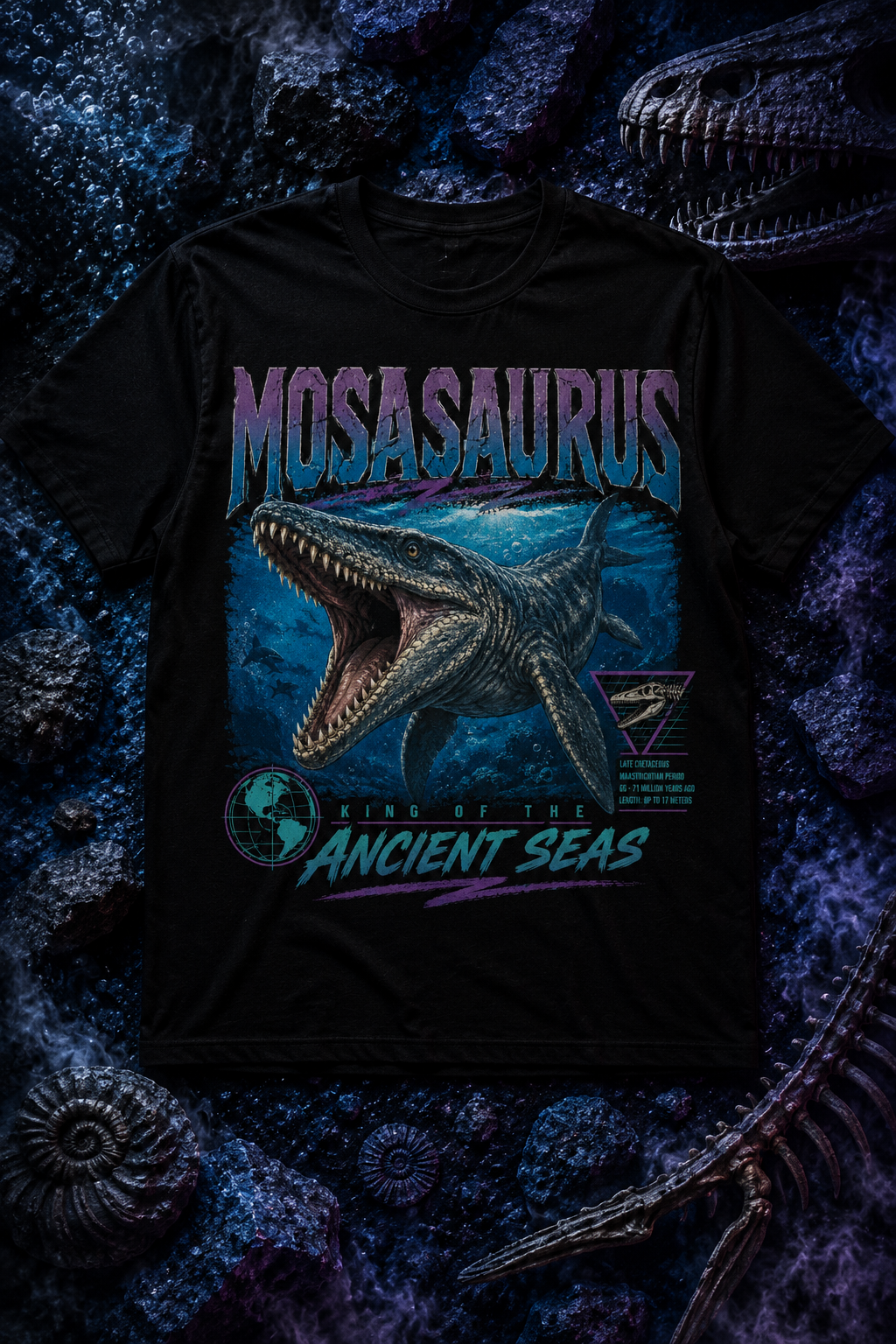 Mosasaurus – King of the Ancient Seas Vintage Marine Reptile T-Shirt