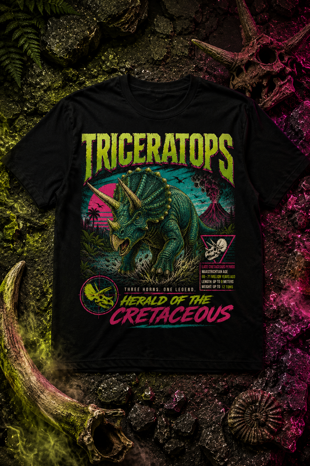 Triceratops – Herald of the Cretaceous Vintage Dinosaur T-Shirt