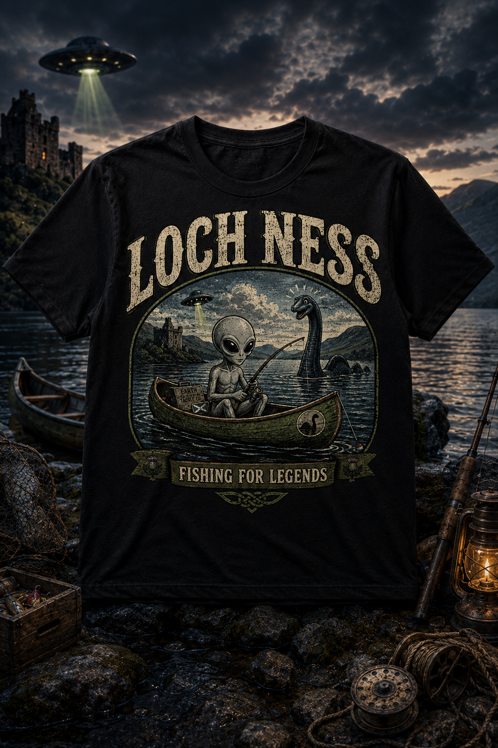 Fishing for Legends Alien and Nessie T-Shirt