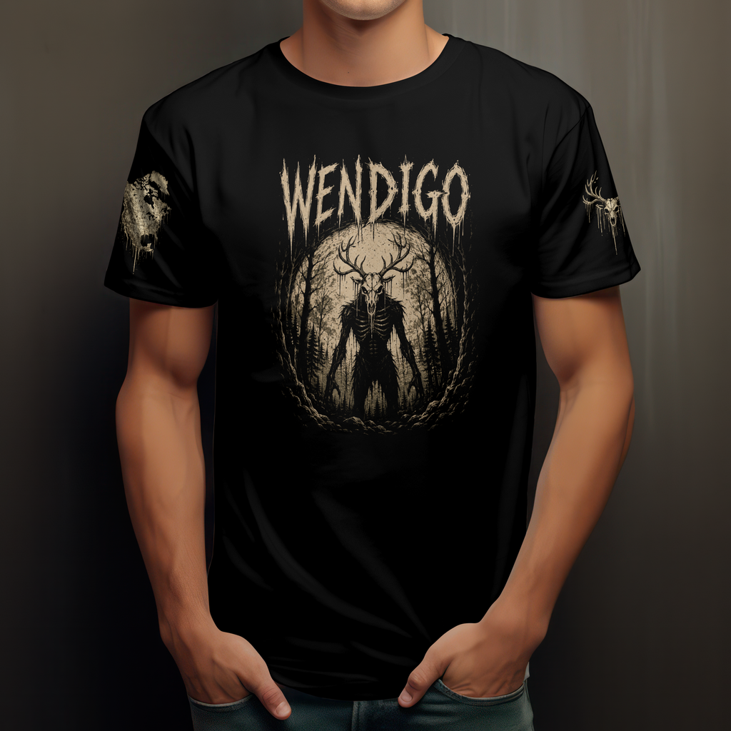 Wendigo Graphic Tee — Forest Horror Monster Shirt