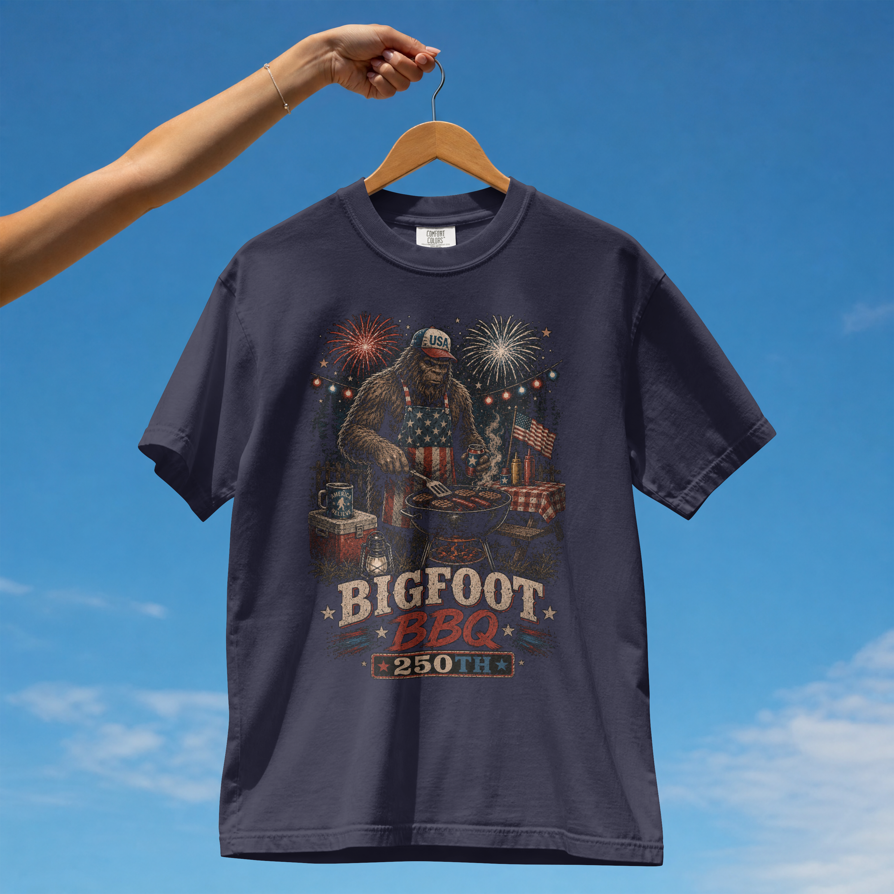 Bigfoot BBQ 250th Anniversary Shirt | Fourth of July Cryptid T-Shirt
