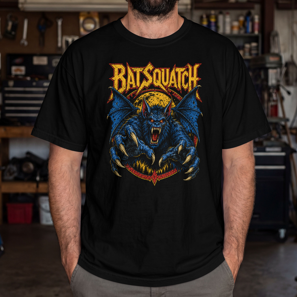 Batsquatch Moonlit Terror Cryptid T-Shirt | Vintage Metal Monster Graphic Tee