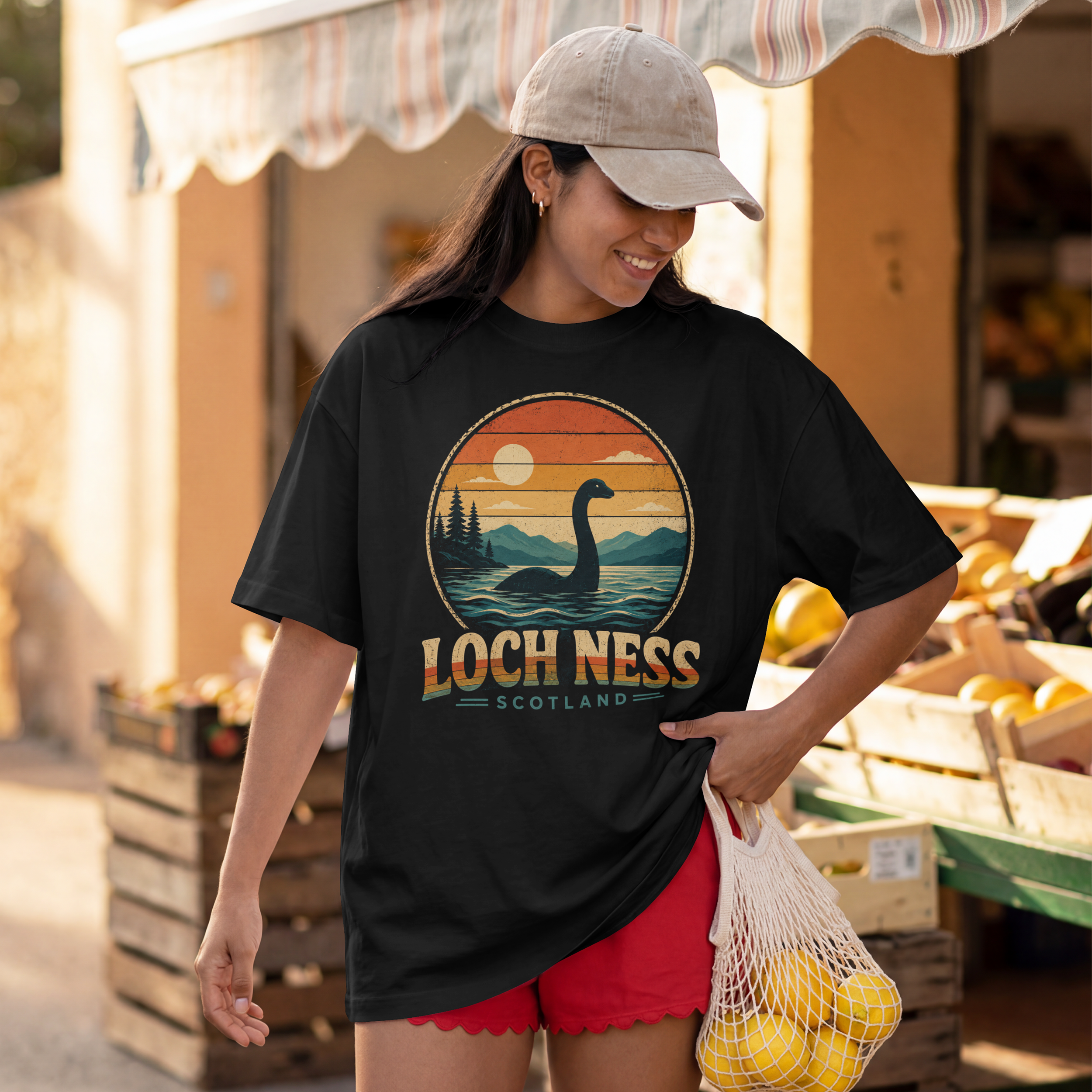 Loch Ness Scotland Retro Sunset T-Shirt