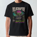 Velociraptor Graphic T-Shirt — "Born to Hunt" Retro Dino Tee