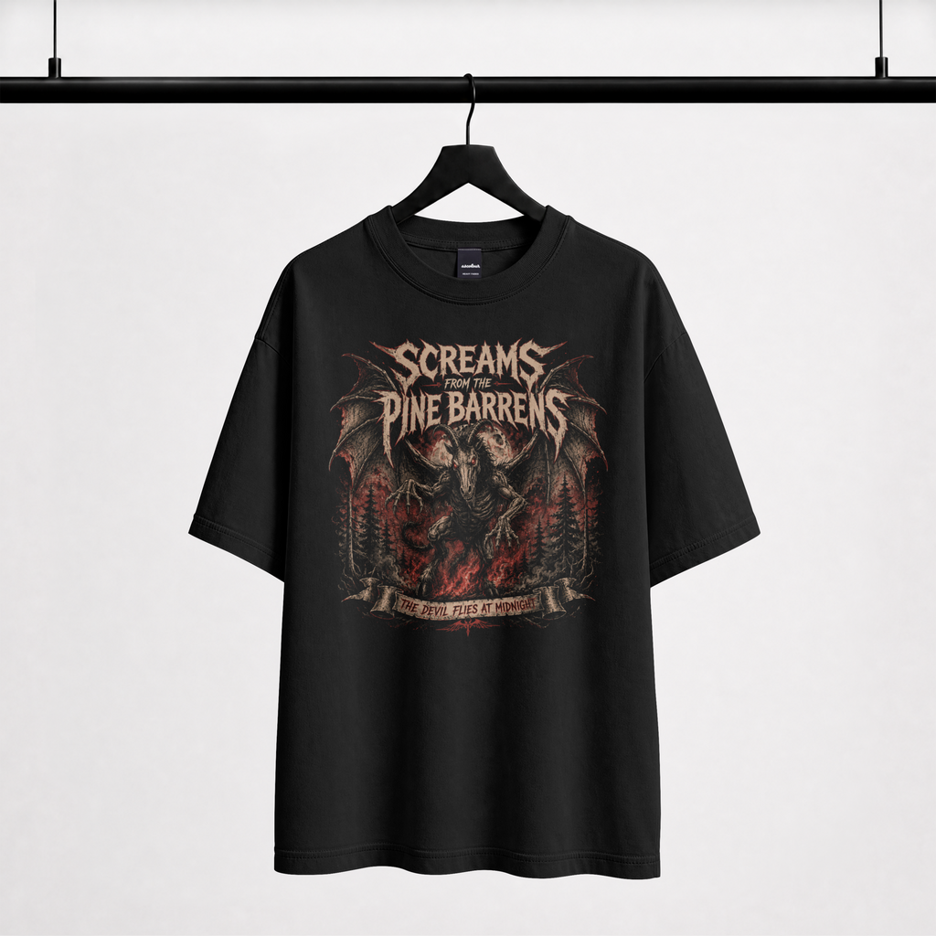 Screams From the Pine Barrens Shirt – Jersey Devil Heavy Metal Cryptid Tee