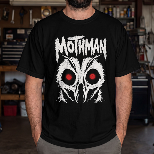 Mothman Red Eyes Cryptid T-Shirt | Minimal Horror Graphic Tee