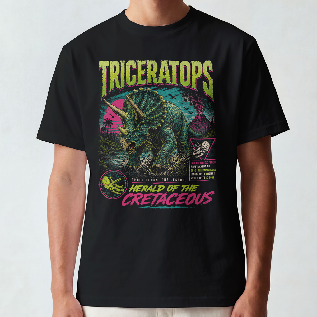 Triceratops – Herald of the Cretaceous Vintage Dinosaur T-Shirt