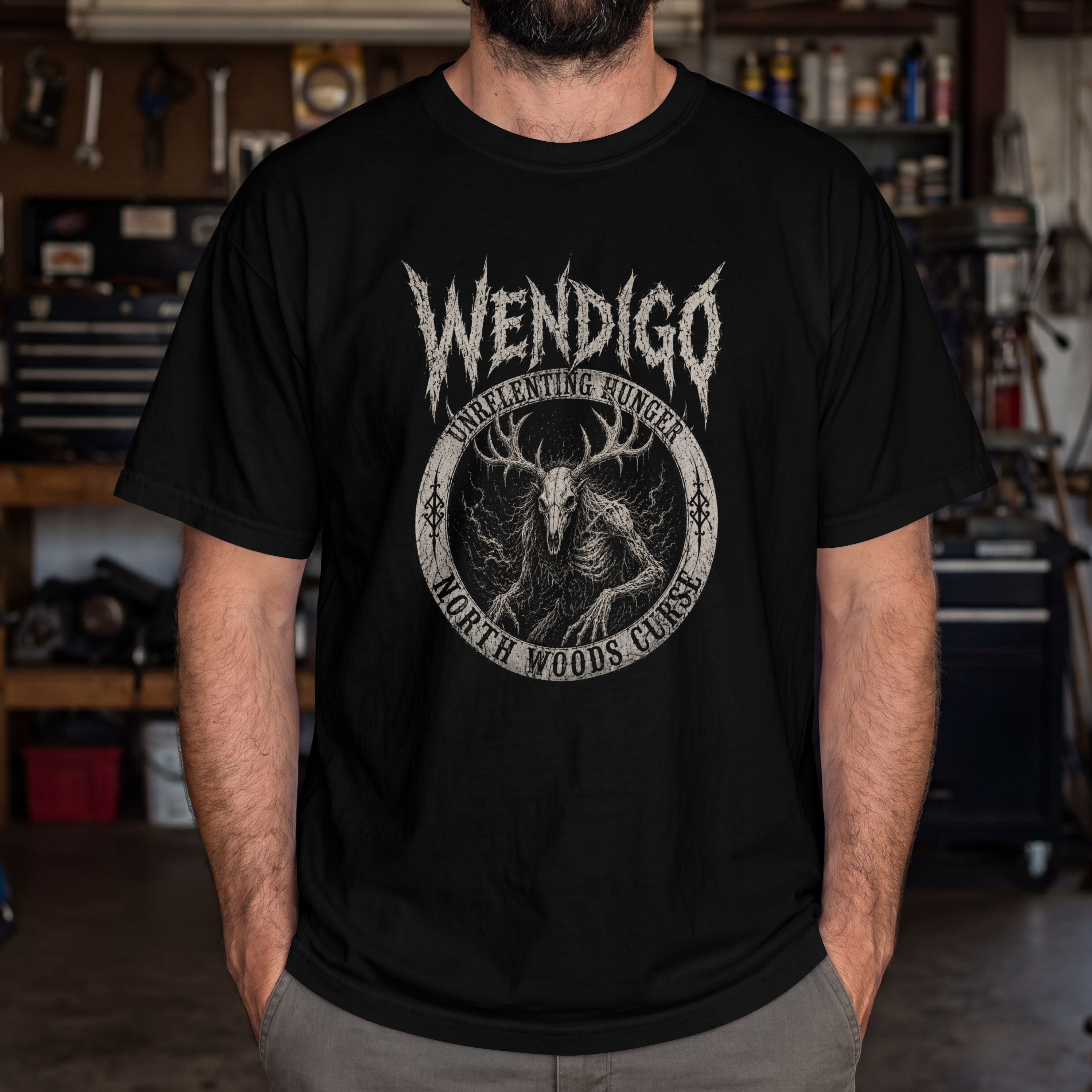 Wendigo Unrelenting Hunger Cryptid T-Shirt | North Woods Horror Graphic Tee